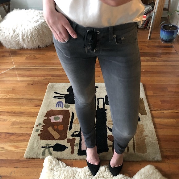NWT RAG & BONE “ Lace Up Dre “ in AXL - Grey Wash Lace Up Skinny Jeans - Size 26 - Picture 13 of 16